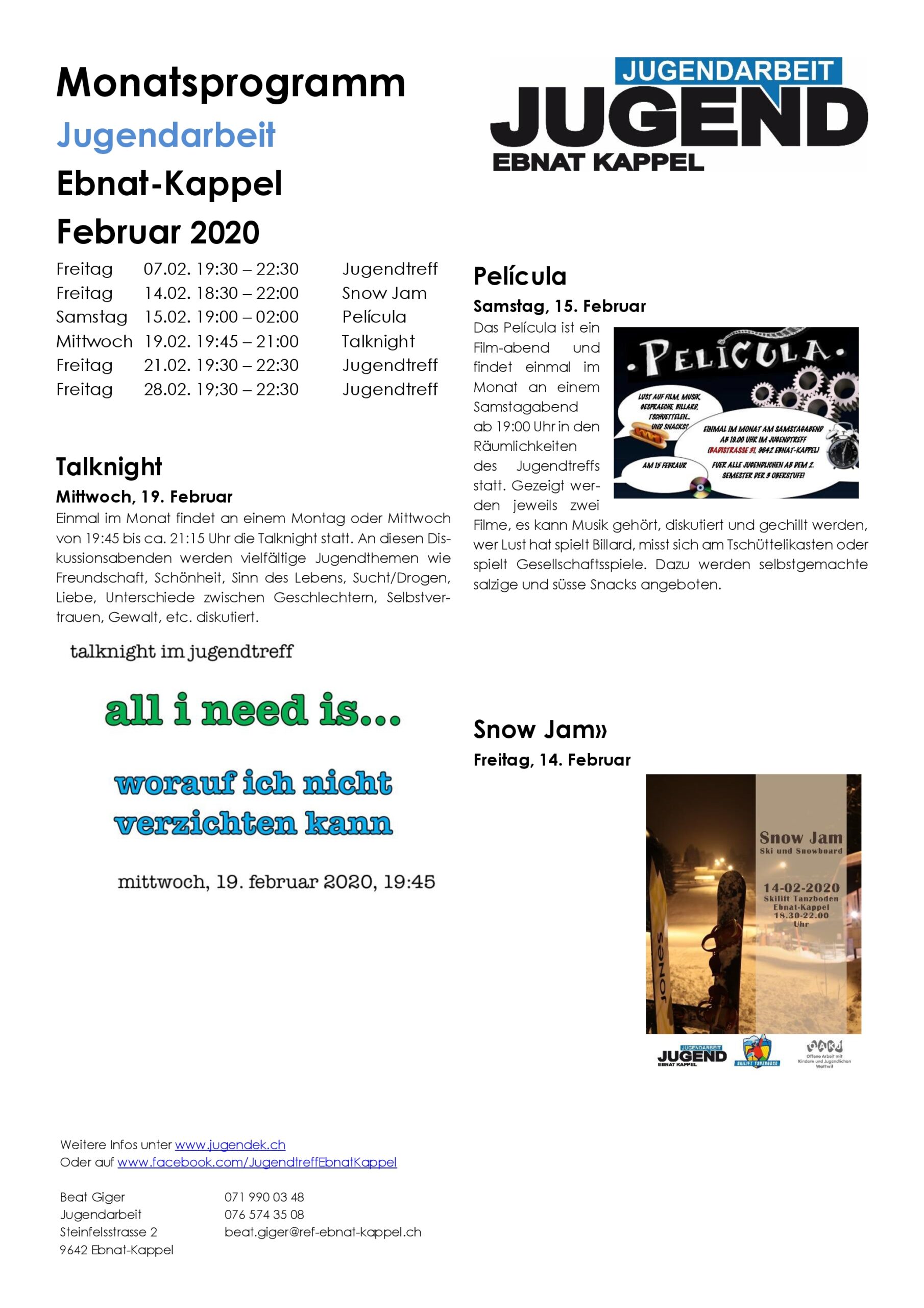 Mehr über den Artikel erfahren MONATSPROGRAMM FEBRUAR 2020