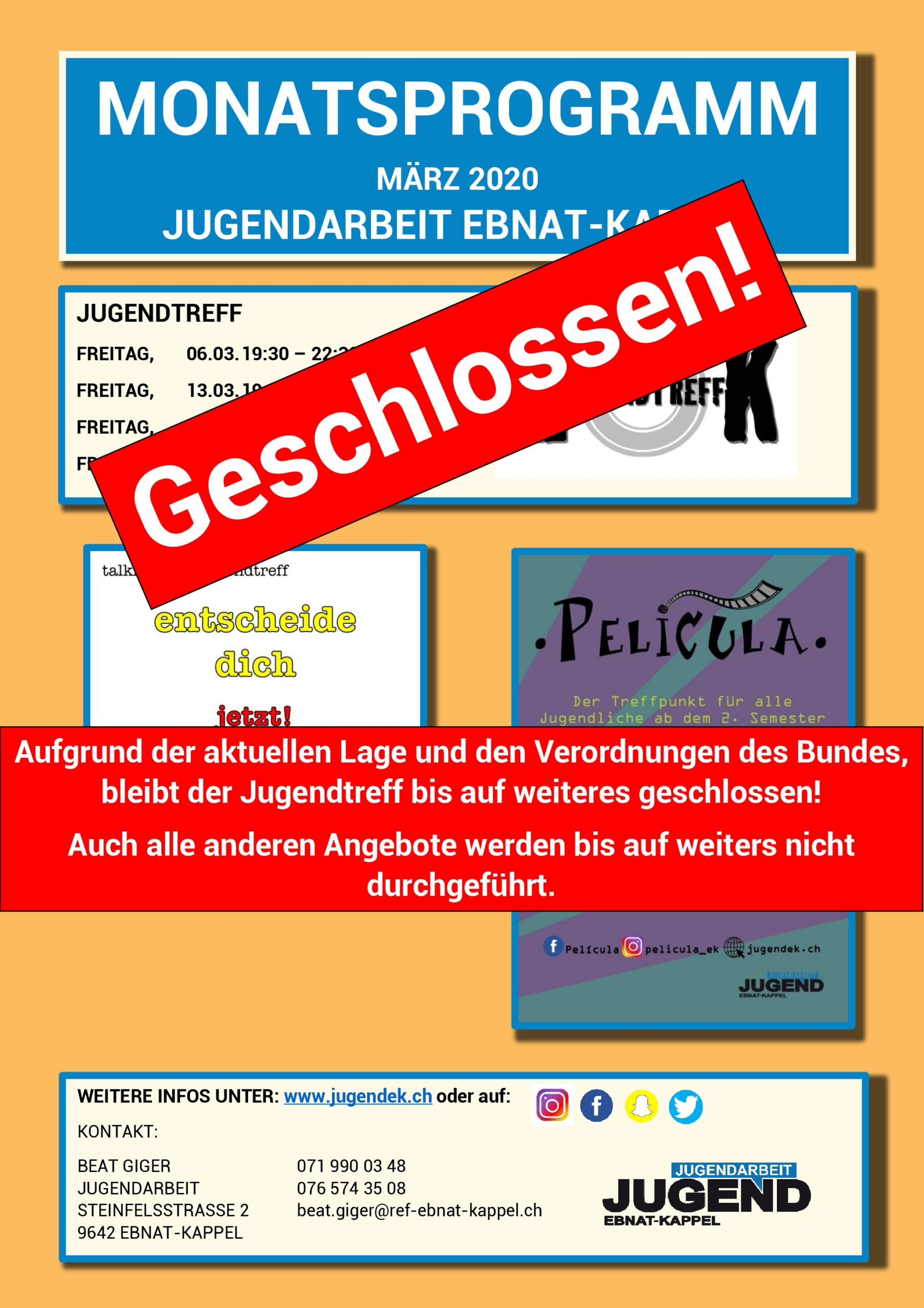 Mehr über den Artikel erfahren Jugendtreff geschlossen!