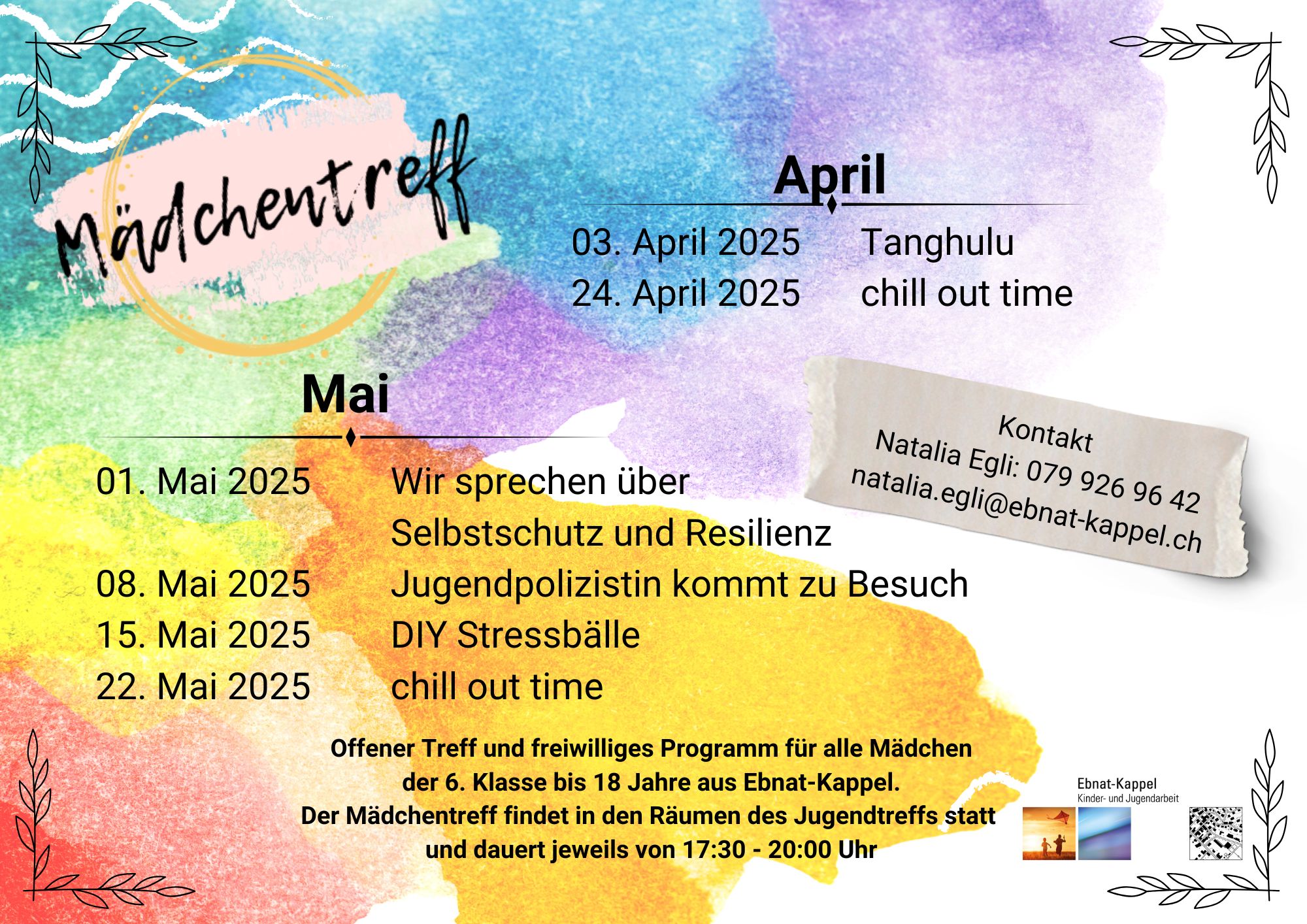 Mehr über den Artikel erfahren Programm Mädchentreff April und Mai 2025